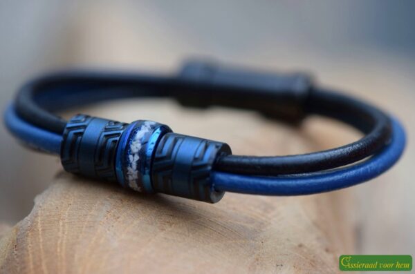 Crematie as heren gedenk armband Leder | HSLA3022