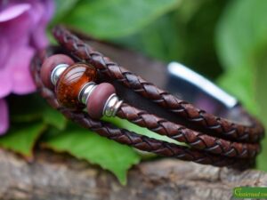 Crematie as heren gedenk armband Leder | HSLA3035