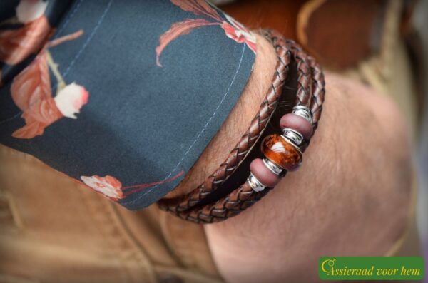 Crematie as heren gedenk armband Leder | HSLA3035 - Afbeelding 2