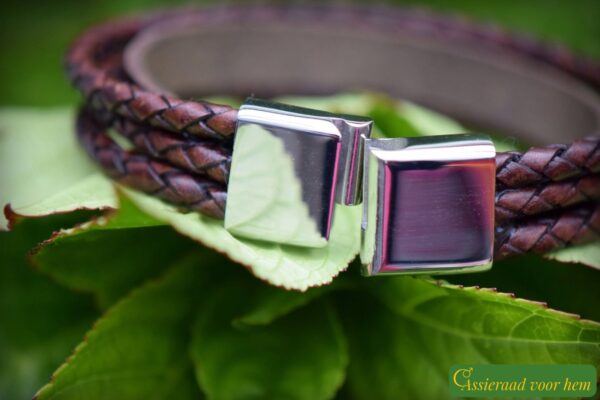 Crematie as heren gedenk armband Leder | HSLA3035 - Afbeelding 6