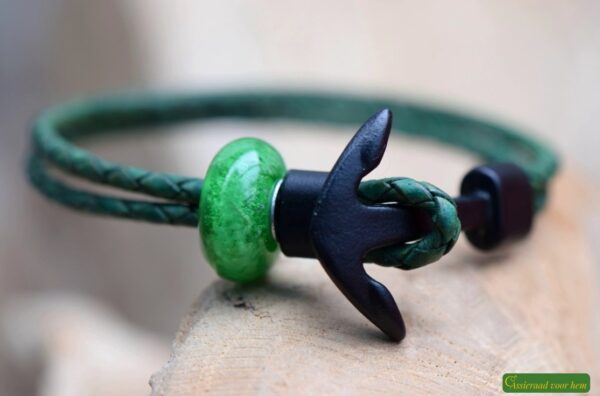 Crematie as heren gedenk armband Leder | HSLA3034