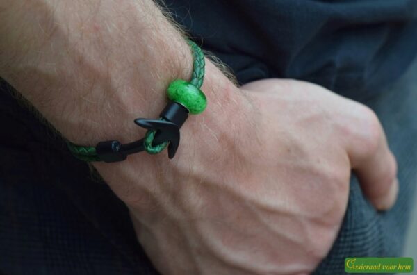 Crematie as heren gedenk armband Leder | HSLA3034 - Afbeelding 2