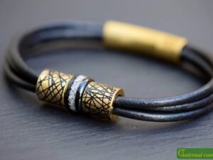 Crematie as heren gedenk armband Leder | HSLA3033