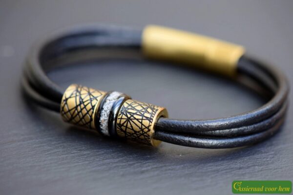 Crematie as heren gedenk armband Leder | HSLA3033