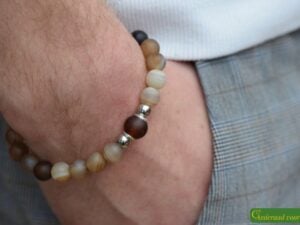 HSNA4015 | Crematie-as heren gedenk armband natuursteen