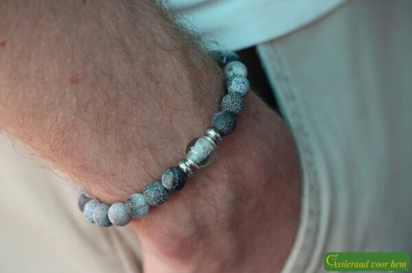 HSNA4016 | Crematie-as heren gedenk armband natuursteen