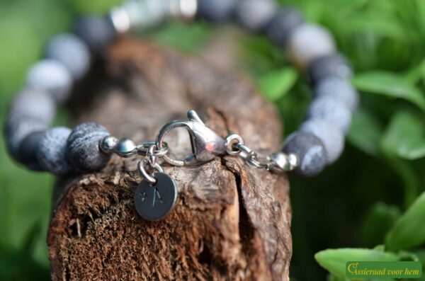 HSNA4016 | Crematie-as heren gedenk armband natuursteen - Afbeelding 3