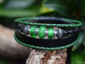 Crematie as heren gedenk armband Leder | HSLA3037