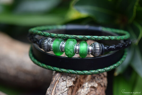 Crematie as heren gedenk armband Leder | HSLA3037