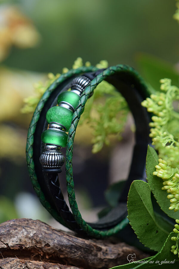 Crematie as heren gedenk armband Leder | HSLA3037 - Afbeelding 2