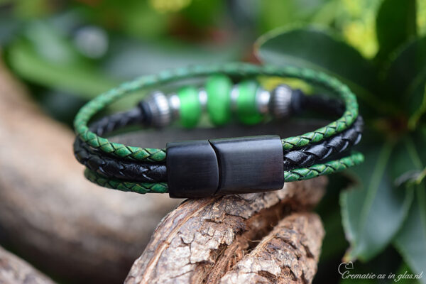 Crematie as heren gedenk armband Leder | HSLA3037 - Afbeelding 3