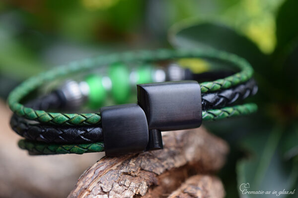 Crematie as heren gedenk armband Leder | HSLA3037 - Afbeelding 4