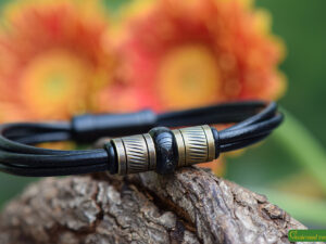 Crematie as heren gedenk armband Leder | HSLA3040