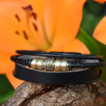 Haarlok  heren gedenk armband Leder | HSLA3036