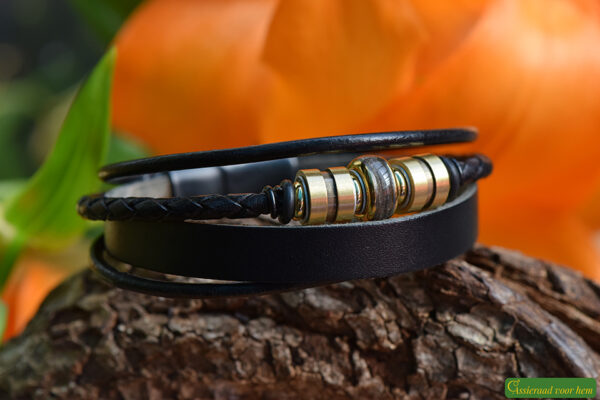 Haarlok  heren gedenk armband Leder | HSLA3036 - Afbeelding 2