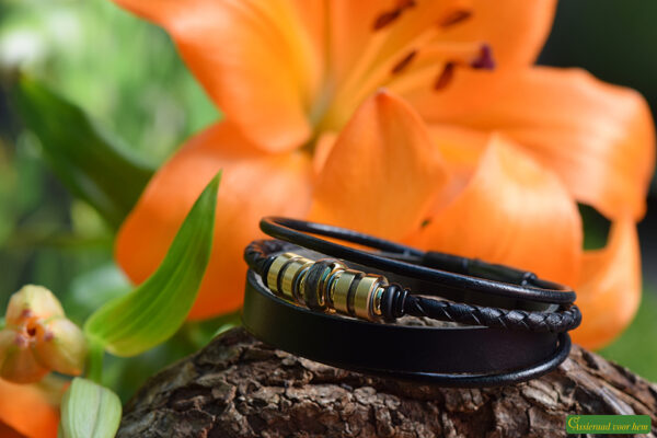 Haarlok  heren gedenk armband Leder | HSLA3036 - Afbeelding 4