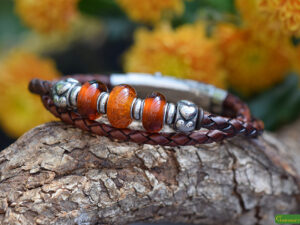 Crematie as heren gedenk armband Leder | HSLA3041
