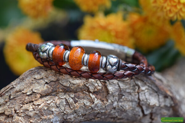 Crematie as heren gedenk armband Leder | HSLA3041