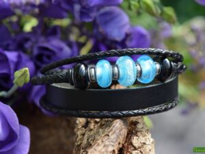 Crematie as heren gedenk armband Leder | HSLA3044