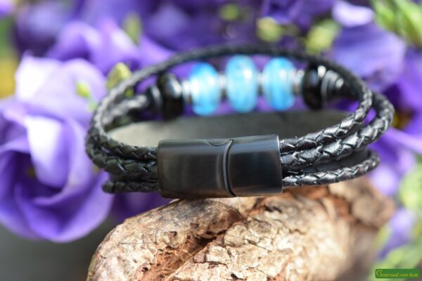 Crematie as heren gedenk armband Leder | HSLA3044 - Afbeelding 4