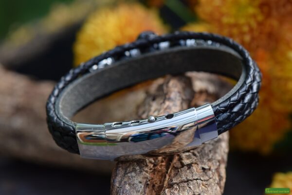 Crematie as heren gedenk armband Leder | HSLA3043 - Afbeelding 3