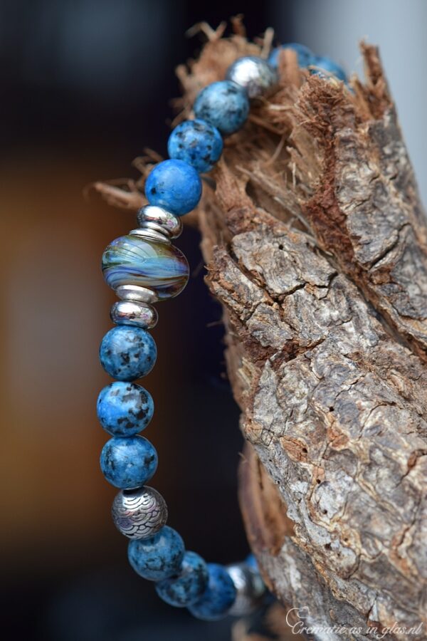 HSNA4020 | Crematie-as heren gedenk armband natuursteen - Afbeelding 2