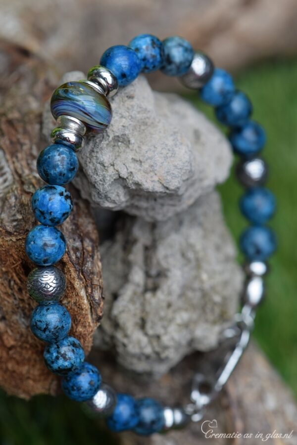 HSNA4020 | Crematie-as heren gedenk armband natuursteen - Afbeelding 5