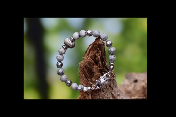 HSNA4021 | Crematie-as heren gedenk armband natuursteen