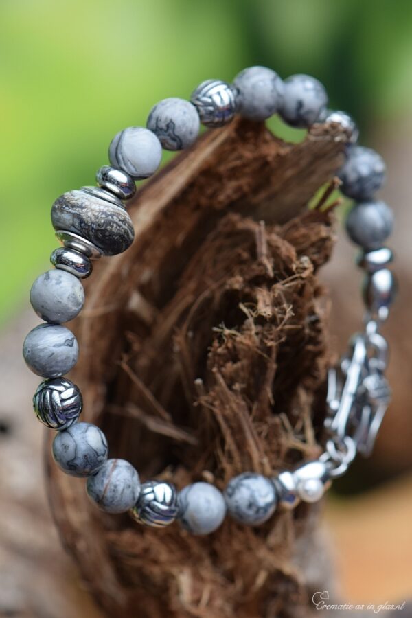 HSNA4021 | Crematie-as heren gedenk armband natuursteen - Afbeelding 3