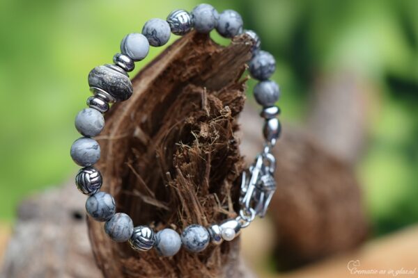 HSNA4021 | Crematie-as heren gedenk armband natuursteen - Afbeelding 4